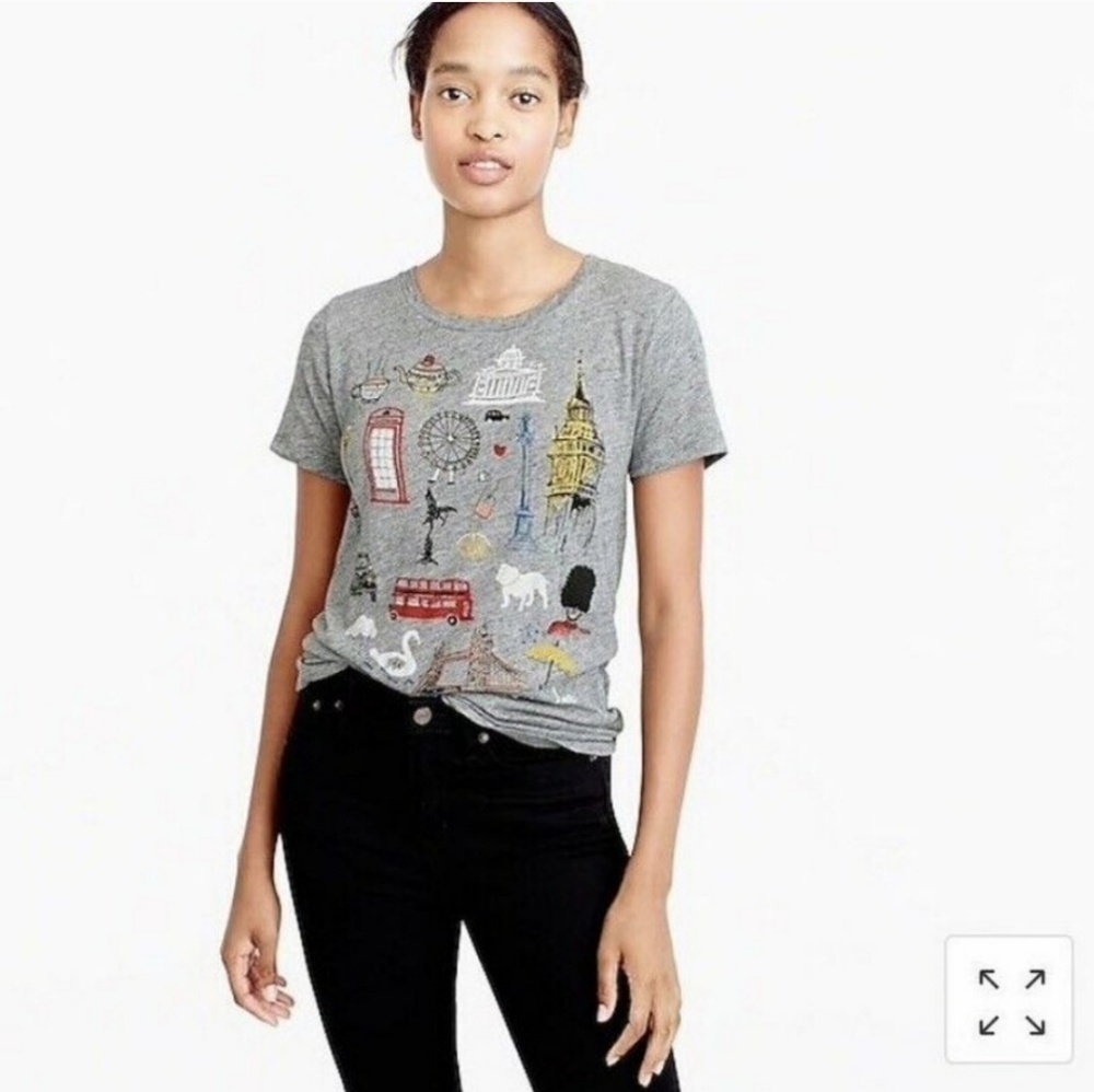 *3/20 J.CREW Gray London City Crewneck Graphic Tee - Picture 2 of 7